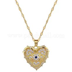Heart with Eye Pattern 304 Stainless Steel Micro Pave Cubic Zirconia Pendant Necklace & Hoop Earrings Sets&nbsp;FS-WGB58AC-03