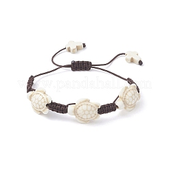 3Pcs 3 Color Dyed Synthetic Turquoise Turtle Braided Bead Bracelets Set for Kids&nbsp;BJEW-JB09407