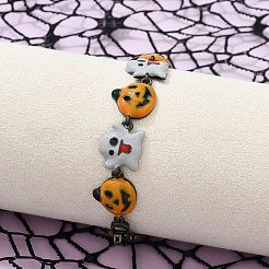 Halloween Brass Enamel Link Bracelets for Women&nbsp;BJEW-B149-01