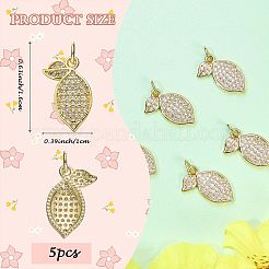 5Pcs Brass Micro Pave Cubic Zirconia Pendants&nbsp;ZIRC-SZ0005-34