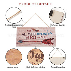 4 Sets 4 Style Natural Wood Hanging Wall Decorations for Front Door Home Decoration&nbsp;AJEW-CF0001-01
