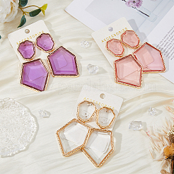 3 Pairs 3 Colors Rhinestone Polygon Dangle Stud Earrings&nbsp;EJEW-FI0002-81