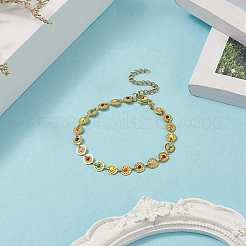 Colorful Enamel Flower Link Chain Bracelet&nbsp;BJEW-JB09940