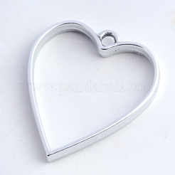 Rack Plating Alloy Heart Open Back Bezel Pendants&nbsp;X-PALLOY-S047-12B-FF