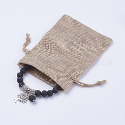 Natural Lava Rock Stretch Charm Bracelets&nbsp;X-BJEW-JB03478-01