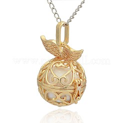 Golden Tone Brass Hollow Round Cage Pendants&nbsp;KK-J237-07G