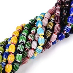 Handmade Millefiori Lampwork Chevron Beads Strands&nbsp;LAMP-T022-14M