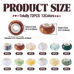 72Pcs 12 Colors Christmas Theme Resin Rondelle European Beads&nbsp;RESI-TA0004-88