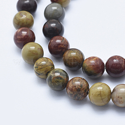 Natural Polychrome Jasper/Picasso Stone/Picasso Jasper Beads Strands&nbsp;G-E444-43-8mm
