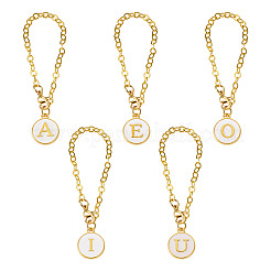 5Pcs 5 Styles Flat Round with Letter Alloy Enamel Wine Glass Charms&nbsp;HJEW-TA0001-14