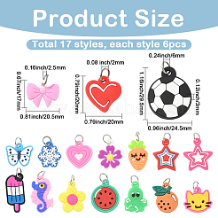 102Pcs 17 Styles Silicone Pendants&nbsp;SIL-SC0002-96