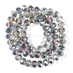 Half Rainbow Plated Faceted Rondelle Glass Beads Strands&nbsp;GLAA-A024E-HR01