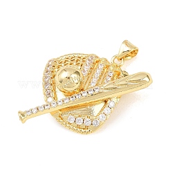 Brass Micro Pave Cubic Zirconia Pendants&nbsp;KK-Z145-06G-01