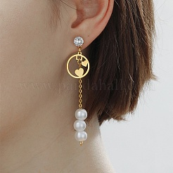 Golden 304 Stainless Steel Dangle Stud Earrings&nbsp;CL0746-3