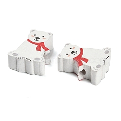 Christmas Printed Schima Wood Beads&nbsp;WOOD-G024-01B