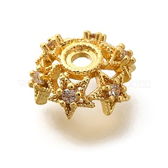 Rack Plating Brass Micro Pave Clear Cubic Zirconia Bead Caps&nbsp;KK-H508-25A-G