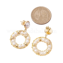 Ring Shell Pearl Beaded Dangle Earrings&nbsp;EJEW-TA00511
