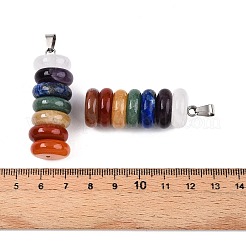 Chakra Theme Natural Amethyst & Topaz Jade & Red Agate & Quartz Crystal & Red Jasper & Lapis Lazuli & Green Aventurine Pendants&nbsp;G-N344-06B