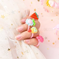 Cute Mixed Shape Acrylic Kid's Cuff Rings&nbsp;RJEW-R130-02-B