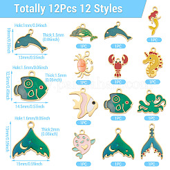 12Pcs 12 Styles 304 Stainless Steel Enamel Pendants&nbsp;STAS-TA0001-43