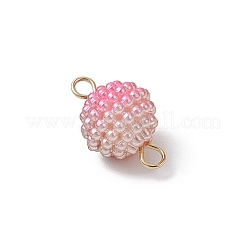 Imitation Pearl Acrylic Round Berry Connector Charms&nbsp;PALLOY-JF04422-02