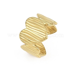 Textured 304 Stainless Steel Cuff Open Rings for Women&nbsp;RJEW-A102-03G