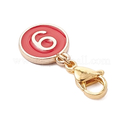 Flat Round with Number 0~9 Alloy Enamel Pendant Decorations&nbsp;HJEW-JM03116