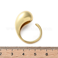 Rack Plating Brass Teardrop Open Cuff Ring for Women&nbsp;X-RJEW-A016-03G