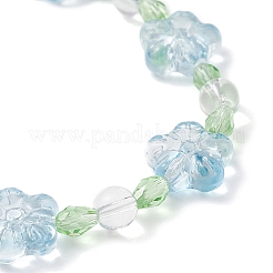 Plum Blossom Flower Glass Beads Stretch Bracelets for Women&nbsp;BJEW-JB12138-02
