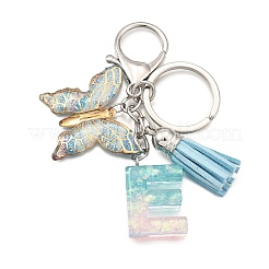 26Pcs Transparent Epoxy Resin & Transparent Acrylic & Faux Suede Tassel Keychain&nbsp;KEYC-JKC01202-05