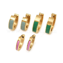 304 Stainless Steel Enamel Hoop Earrings&nbsp;EJEW-K268-19G-02