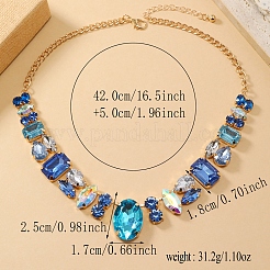 European Vintage Style Alloy Rhinestone Geometric Oval Bib Necklaces for Women&nbsp;FX7886-6