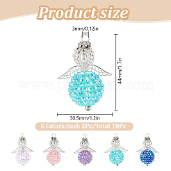 10Pcs 5 Colors Resin Rhinestone & Acrylic Pendants&nbsp;PALLOY-GO00035