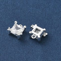 Brass Micro Pave Clear Cubic Zirconia Charms&nbsp;KK-P355-09S