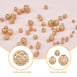 120Pcs 3 Styles Brass Hollow Beads&nbsp;KK-HY0001-70