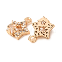 Brass Micro Pave Clear Cubic Zirconia Charms&nbsp;CU-CBAEC99-23G