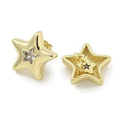 Brass Micro Pave Cubic Zirconia Stud Earrings for Women&nbsp;EJEW-E312-01A-G