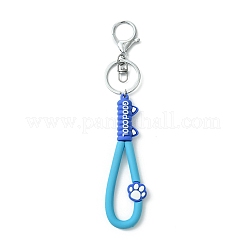 Cat Paw Print PVC & Iron Alloy Lobster Claw Clasp Keychain&nbsp;KEYC-JKC01104-04
