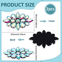 2Pcs Flower Glass Rhinestone Costume Accessories&nbsp;FIND-FG0004-81C