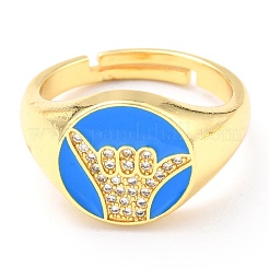 Adjustable Real 18K Gold Plated Brass Enamel Finger Ringss&nbsp;RJEW-L071-25G