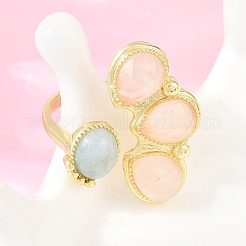 Natural Rose Quartz & Natural Aquamarine Cuff Rings&nbsp;GG-G001-03G-02