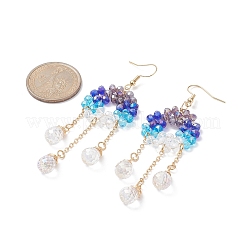 Glass Beaded Ring with Teardrop Dangle Earrings&nbsp;EJEW-JE05263
