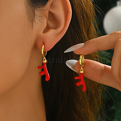 Brass Enamel Deer Hoop Earrings&nbsp;KX0069