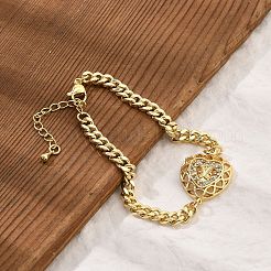 Brass Micro Pave Clear Cubic Zirconia Link Bracelets&nbsp;LS-BJEW-Z082-03G-03