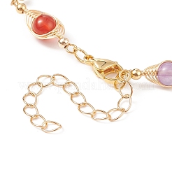 Natural & Synthetic Mixed Gemstone Oval Link Chain Bracelet&nbsp;BJEW-JB08912