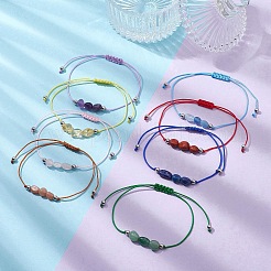 8Pcs 8 Style Natural Mixed Gemstone Nuggets & Pearl Braided Bead Bracelets Set&nbsp;BJEW-JB09590