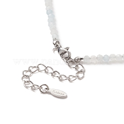 Clear Cubic Zirconia Tortoise Pendant Necklace with Natural Aquamarine Beaded Chains for Women&nbsp;NJEW-JN04271-04