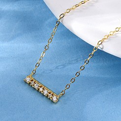 925 Sterling Silver Micro Pave Clear Cubic Zirconia Rectangle Pendant Necklaces for Women&nbsp;NJEW-D316-02G