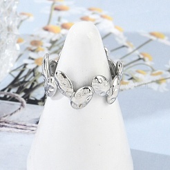304 Stainless Steel Open Cuff Rings for Women&nbsp;RJEW-A056-02P
