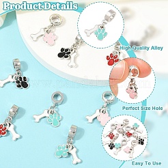 8Pcs 4 Colors Alloy Enamel European Dangle Charms&nbsp;FIND-YW0013-09